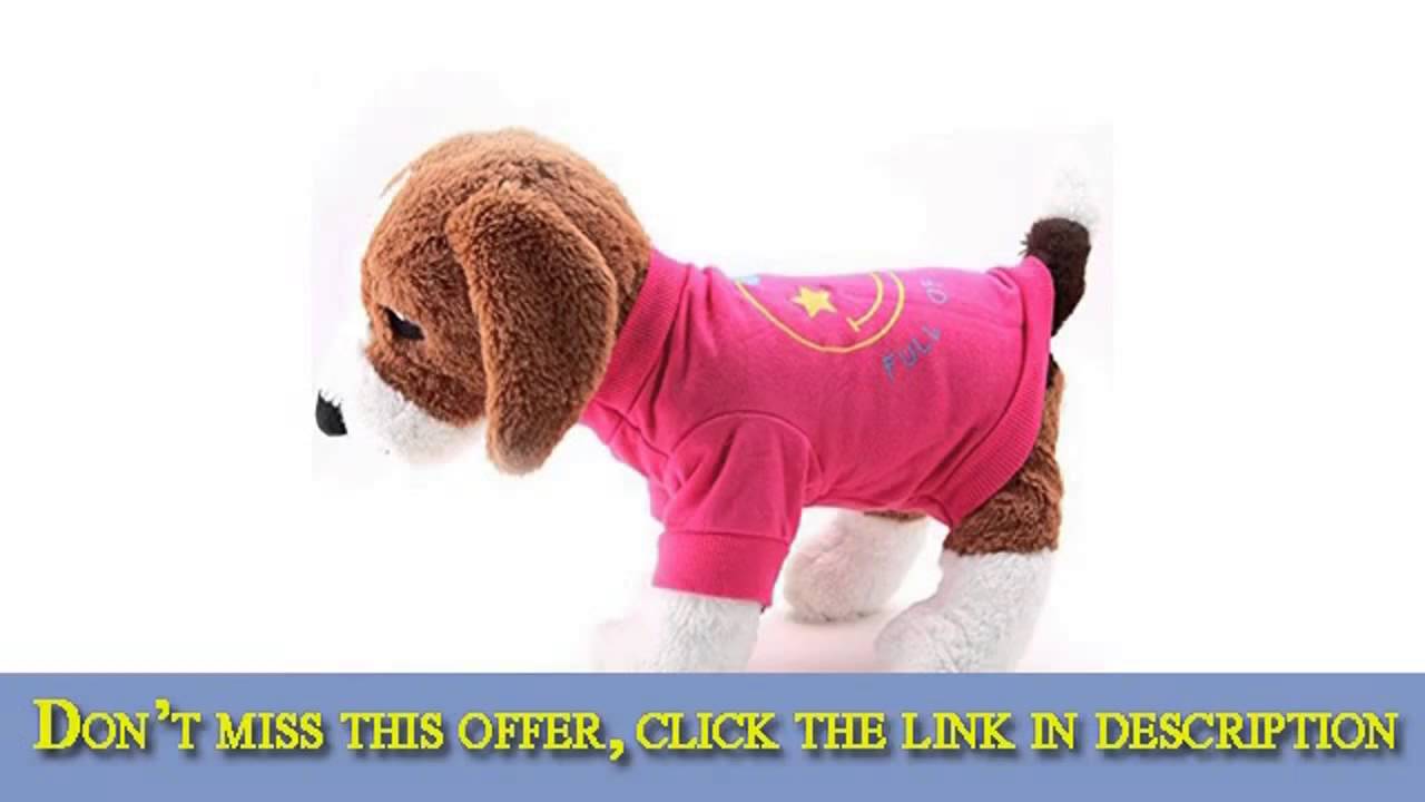100% Cotton Material Dog Clothes Smile Face Printed Pet Shirts(Rose Re Top List