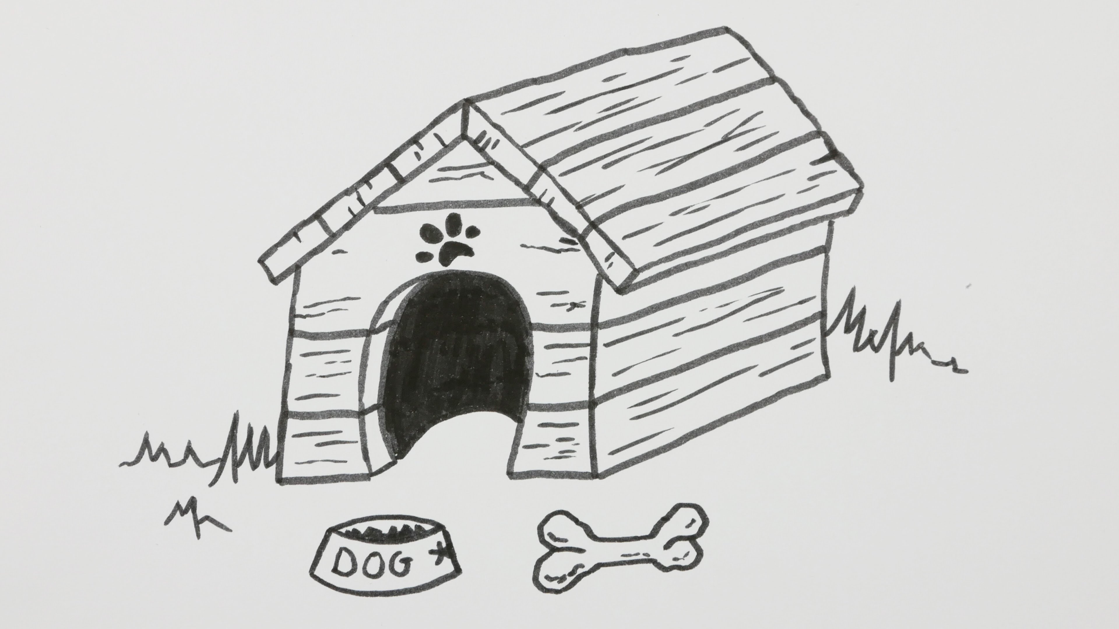 How to Draw a Dog House, Dog Hutch, Dog Kennel – Doodle Cartoon Comic [Video 13]