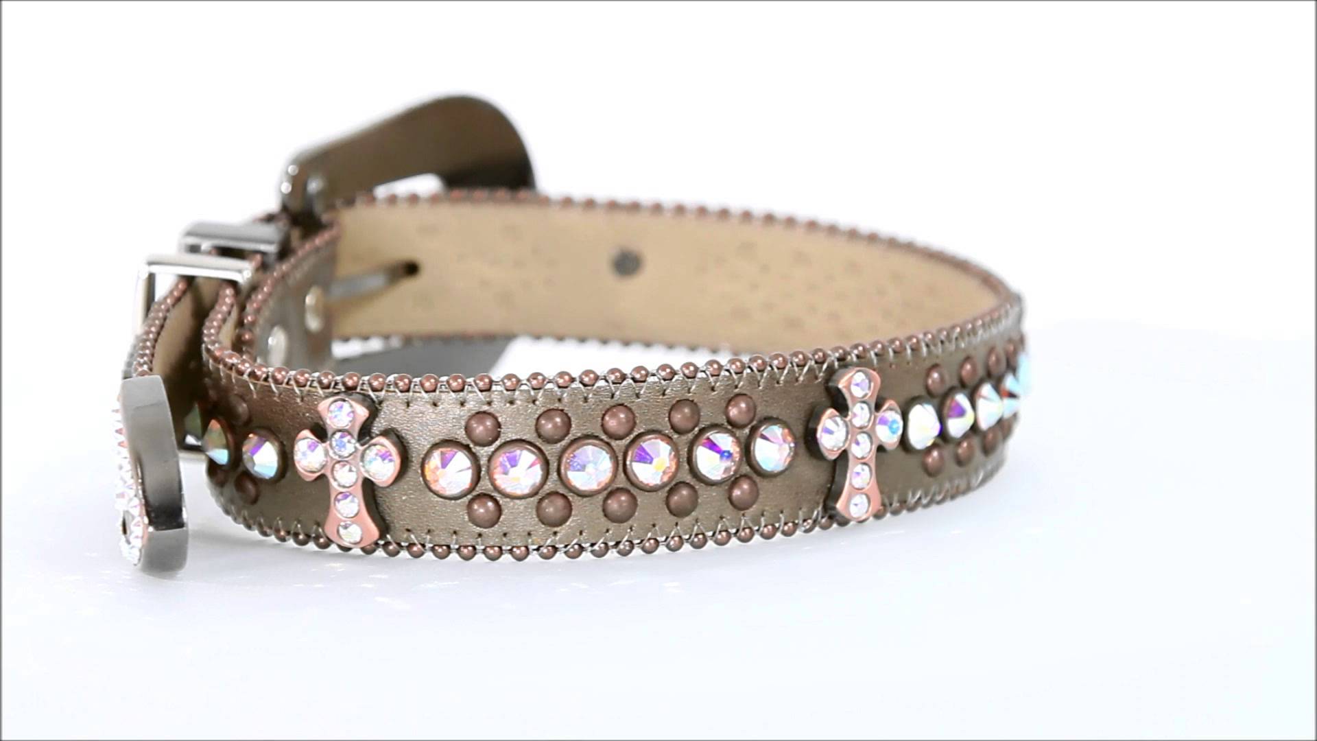 bb Simon Italian Leather Dog Collar Swarovski Crystals 002