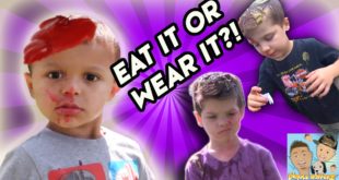 EAT IT OR WEAR IT CHALLENGE! GROSS DOG FOOD DARE?!? || DINGLE HOPPERZ w/ Rey & Ry from Twiplet World