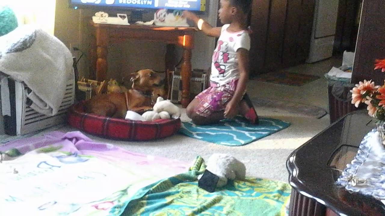 Little  sister  with  my  dog  at cuz house
