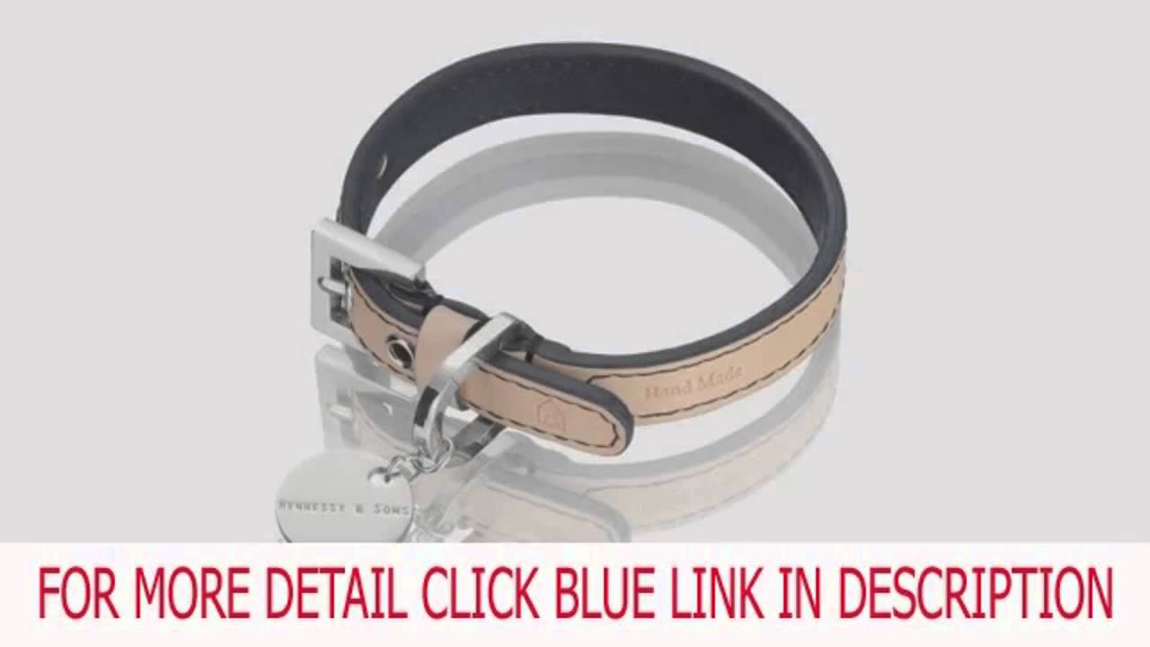 New Hennessy Small Leather Dog Collar, Natural LV with Chocolate Lining Best