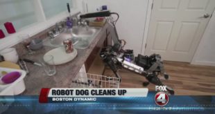 Robotic dog helps clean up around the house