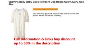 Vitamins Baby Baby-Boys Newborn Dog House Gown, Ivory, One Size